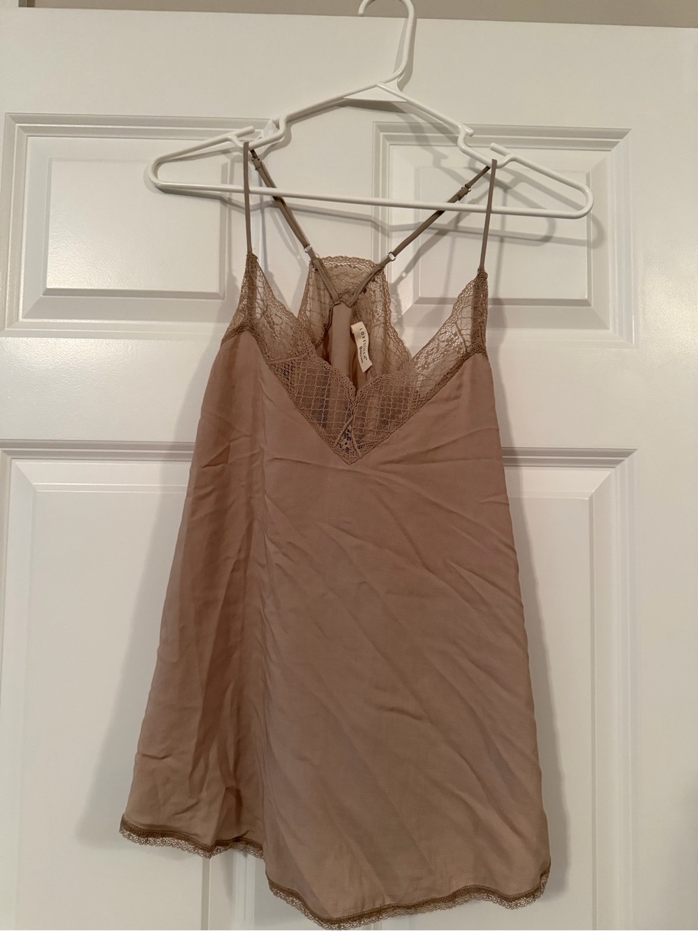 Vici Taupe Lace-Trim Satin Chemise